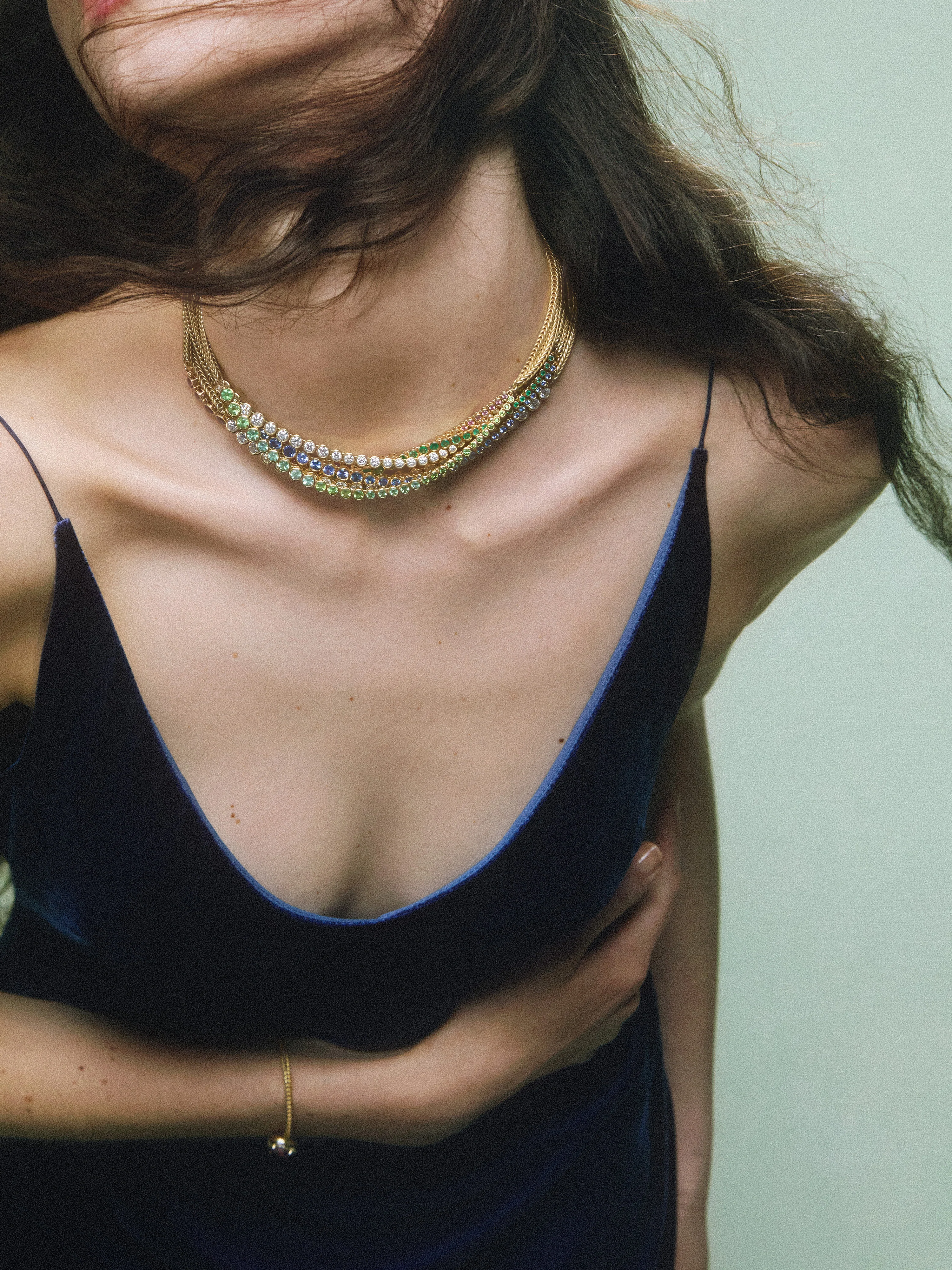 Asymmetrical Pink Tourmaline Bubble Necklace - Image 3
