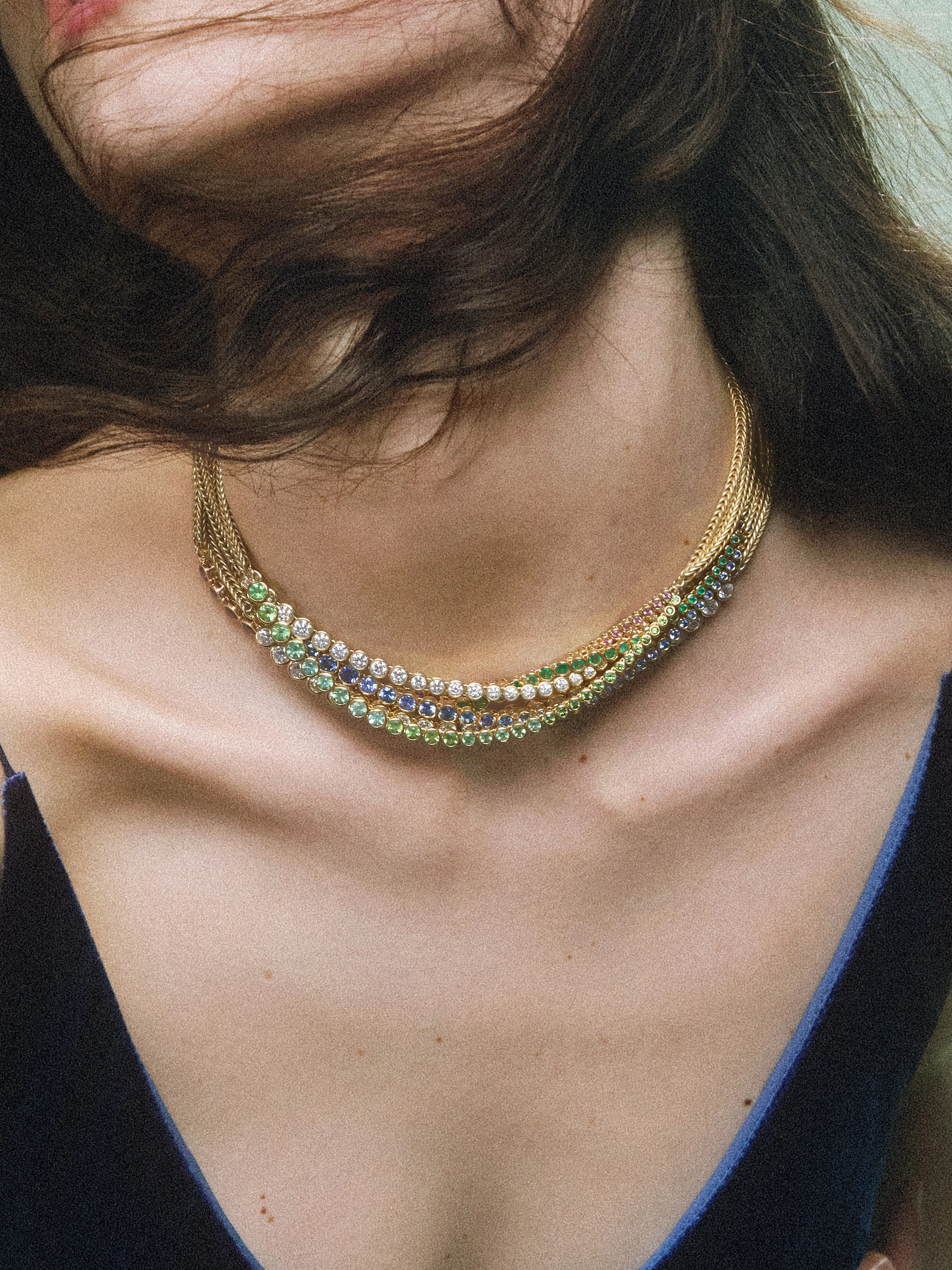 Asymmetrical Sapphire Bubble Necklace - Image 2
