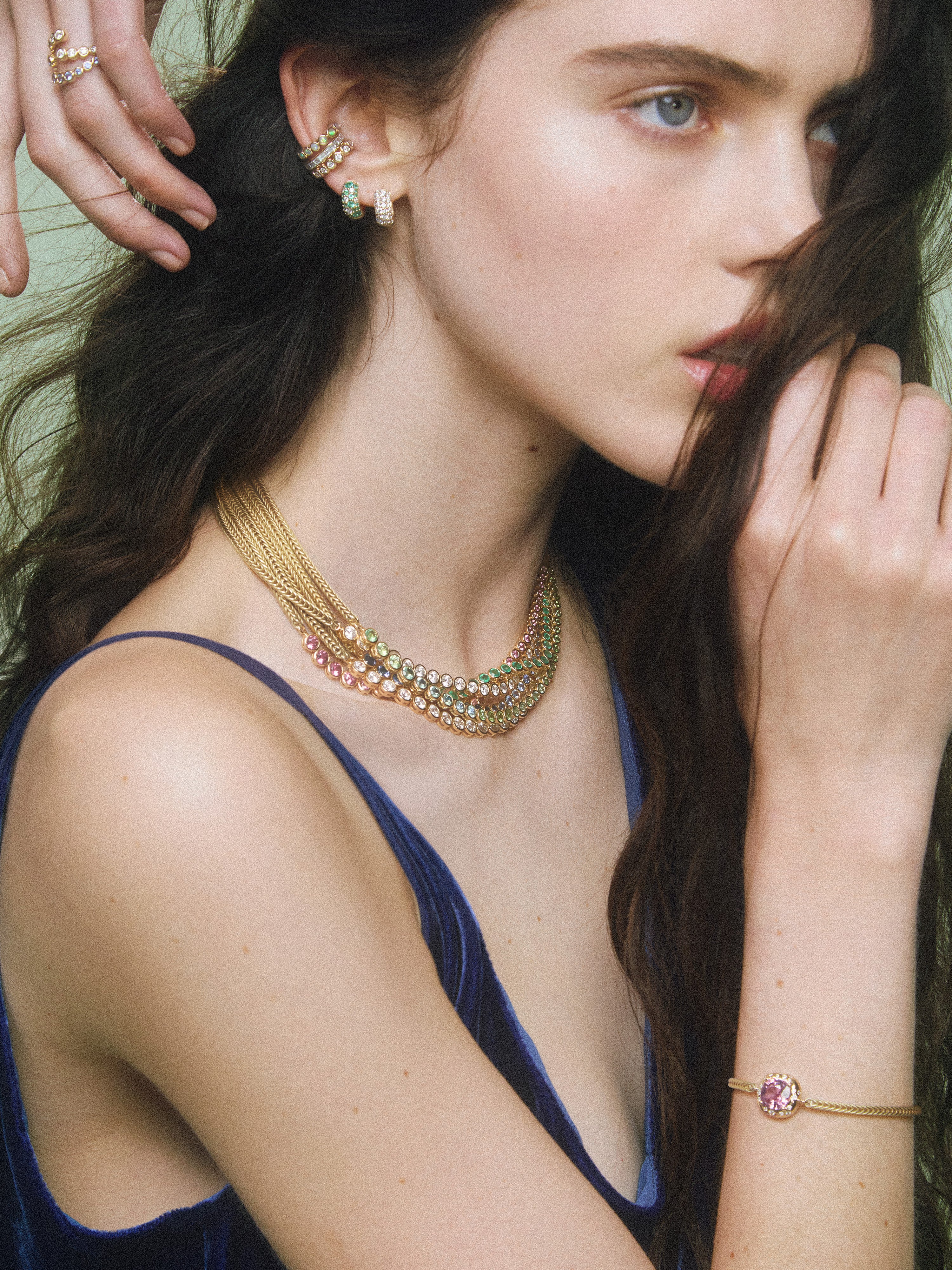 Asymmetrical Sapphire Bubble Necklace - Image 5