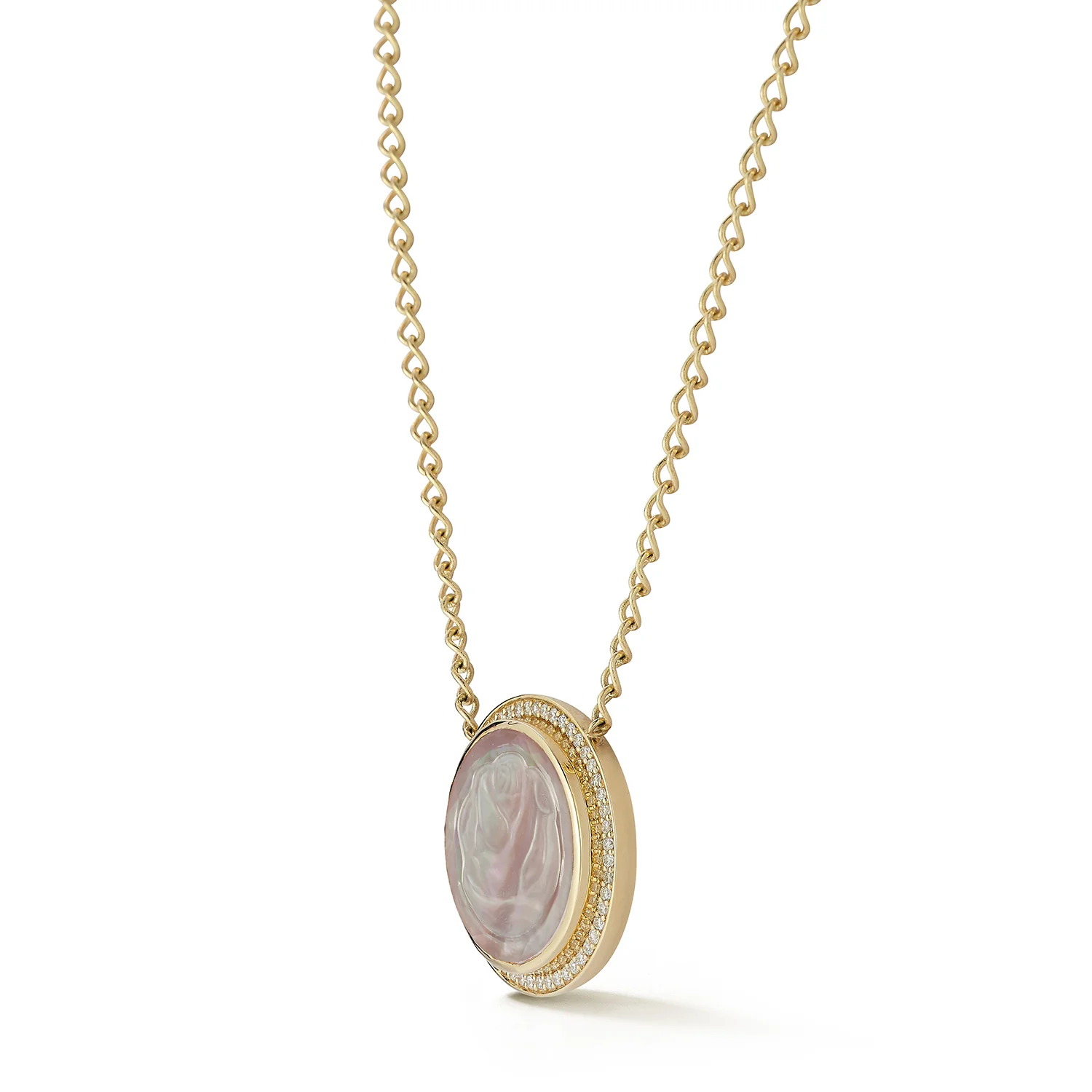 Blossom Caspian Necklace - Pink Mother of Pearl and Diamond - Image 2