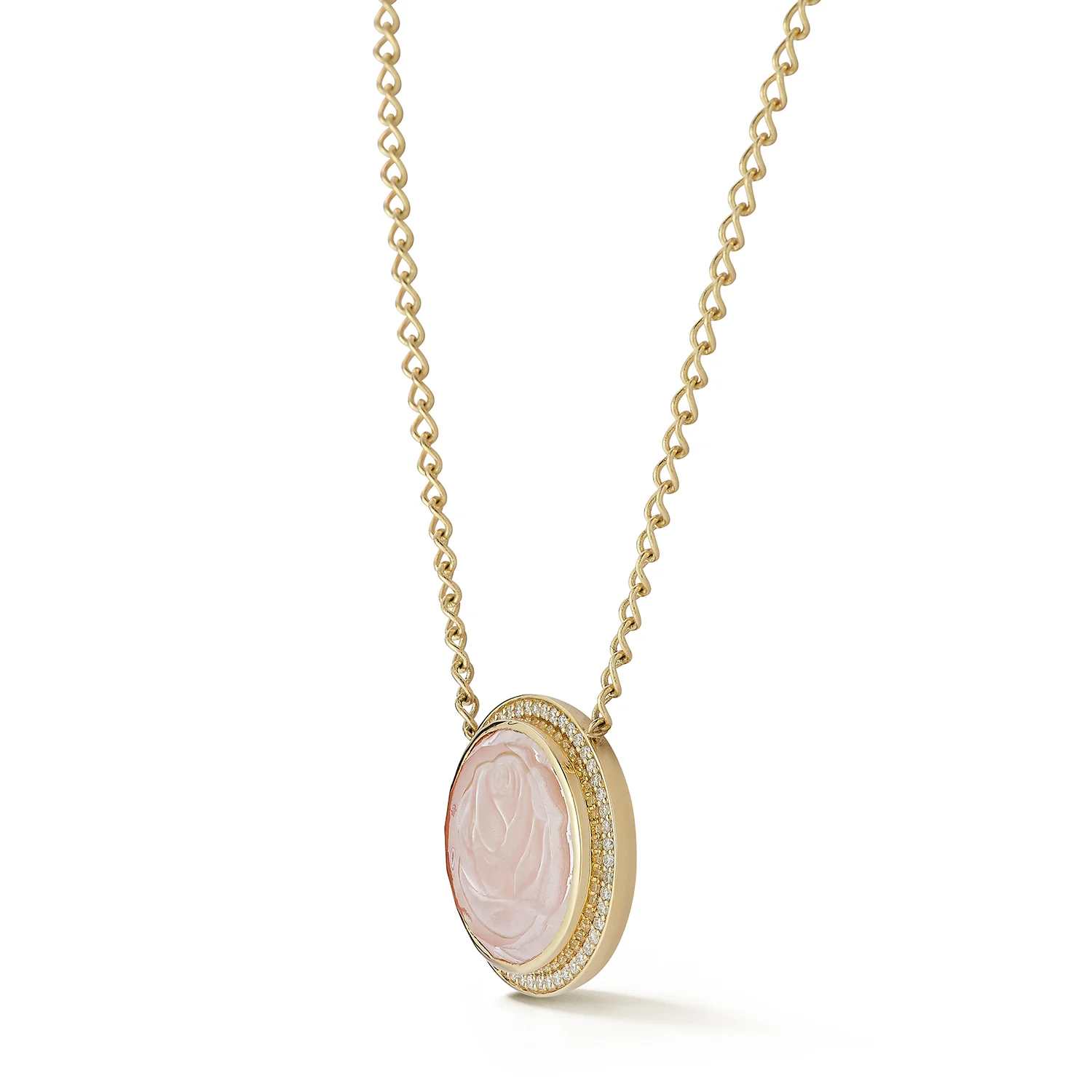 Blossom Caspian Necklace - Pink Opal and Diamond - Image 2