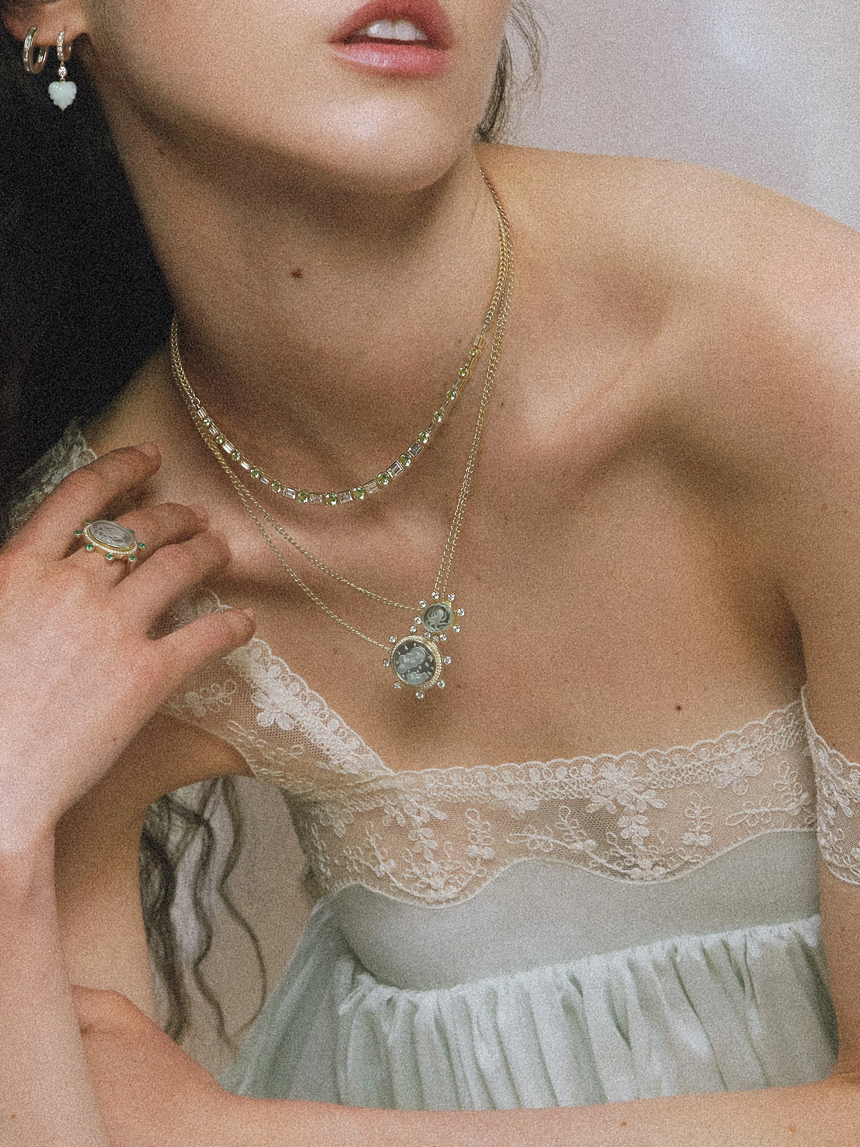 Cloud Caspian Necklace - Mother-of-Pearl and Diamond - Image 3
