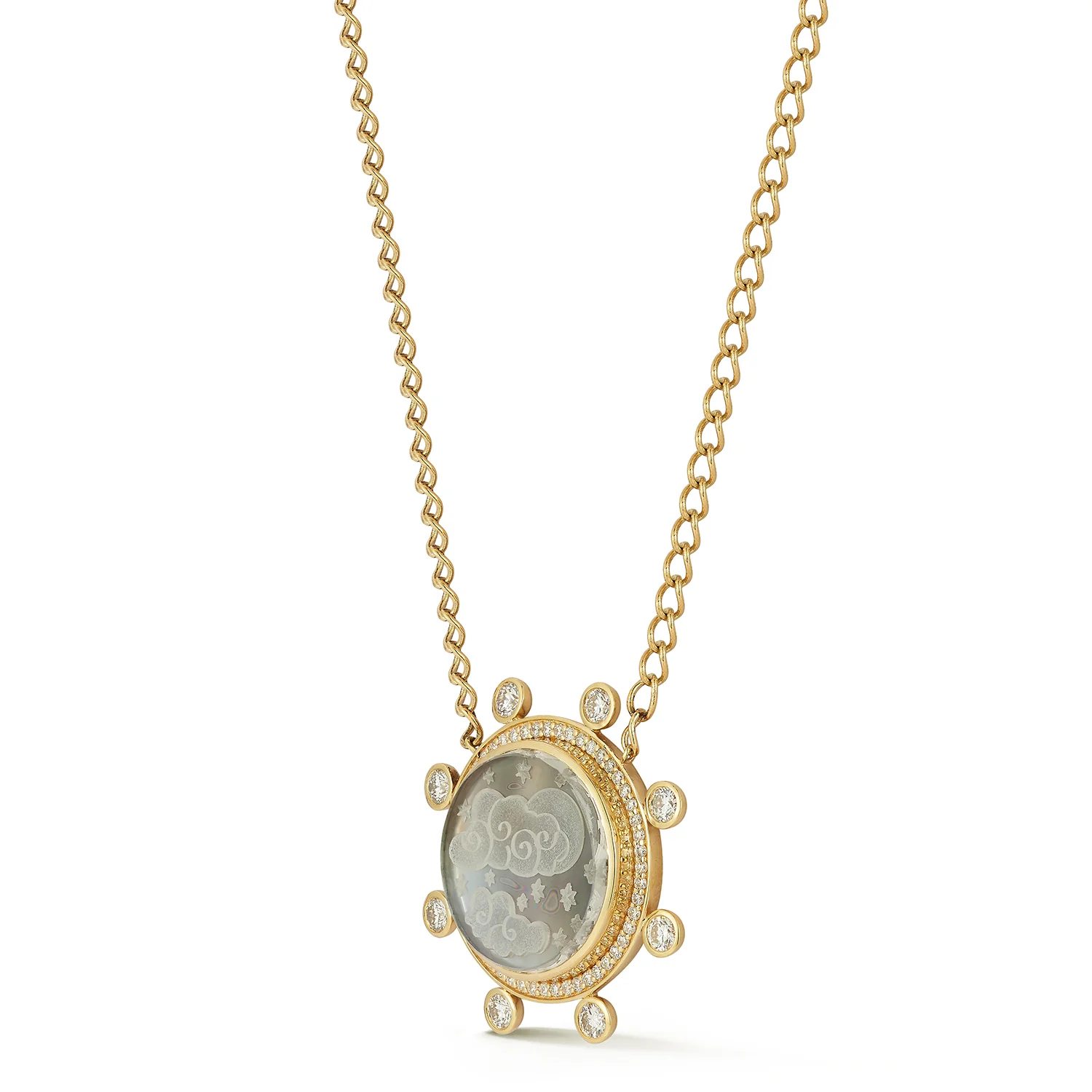 Cloud Caspian Necklace - Mother-of-Pearl and Diamond - Image 5