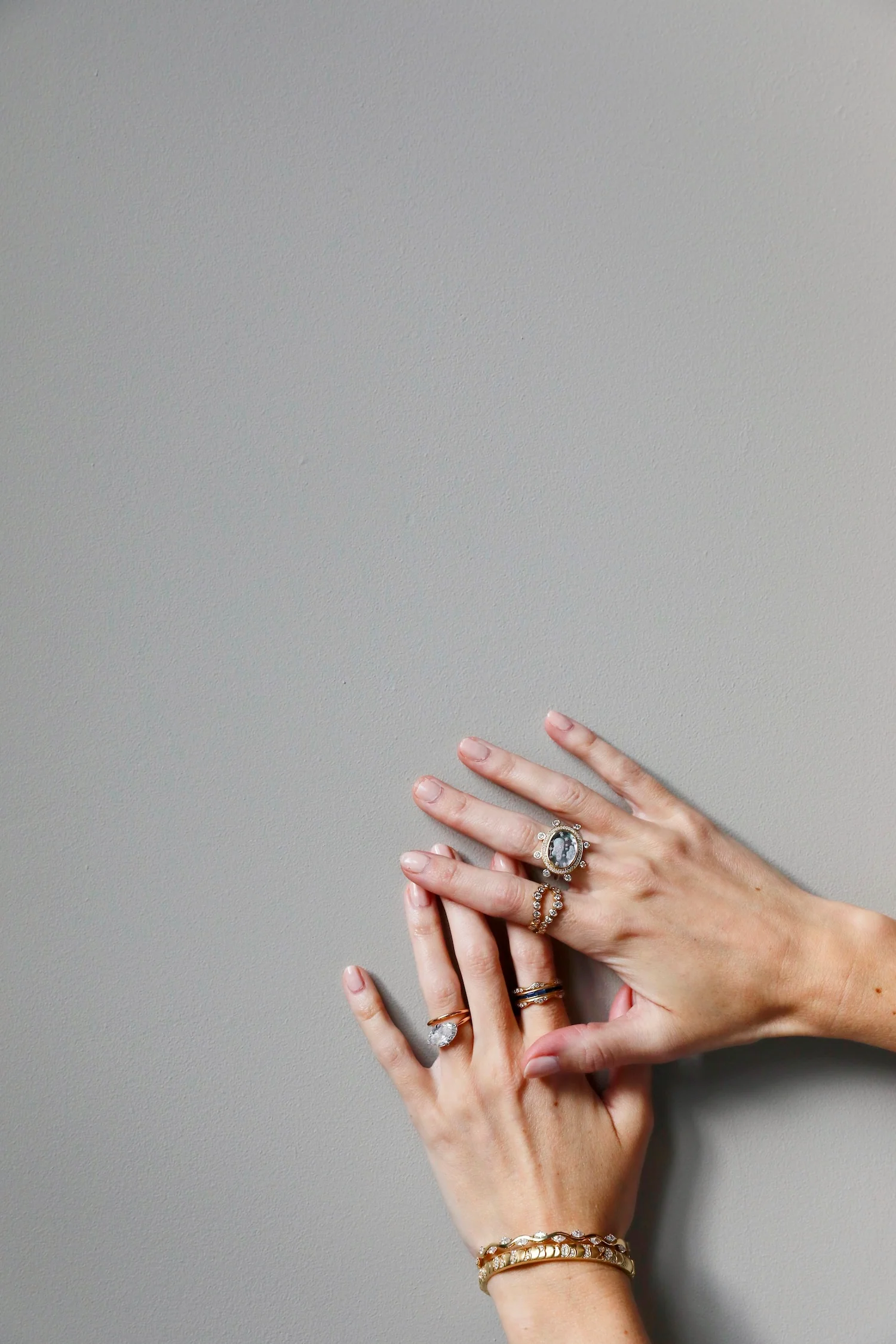 Cloud Caspian Ring - Grey Mother-of-Pearl and Diamond - Image 3