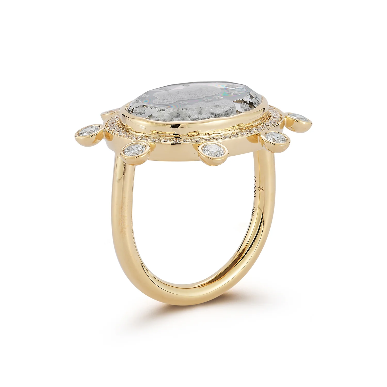 Cloud Caspian Ring - Grey Mother-of-Pearl and Diamond - Image 5