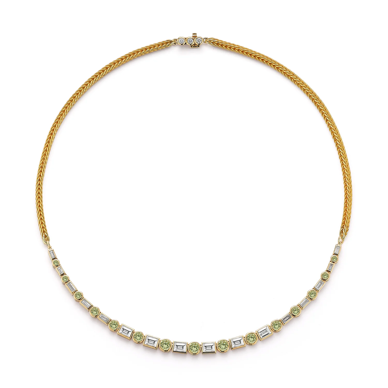 Diamond and Mali Garnet Dot-Dash Bubble Necklace