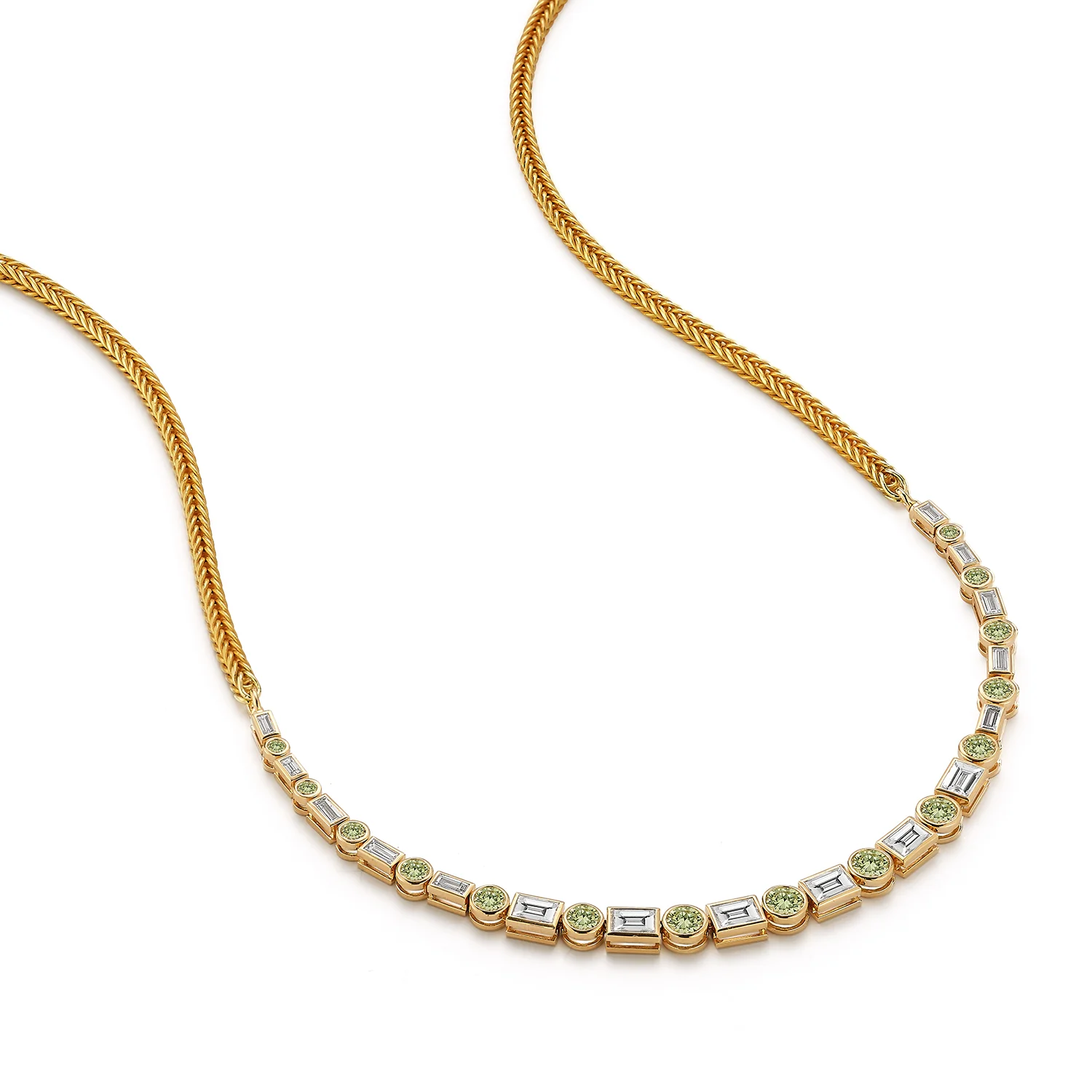 Diamond and Mali Garnet Dot-Dash Bubble Necklace - Image 6