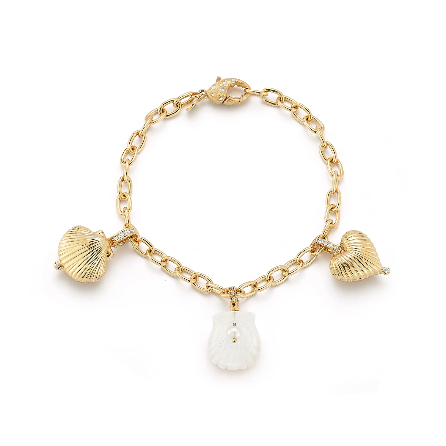 Diamond Lobster Clasp Handmade Link Charm Bracelet - Image 3