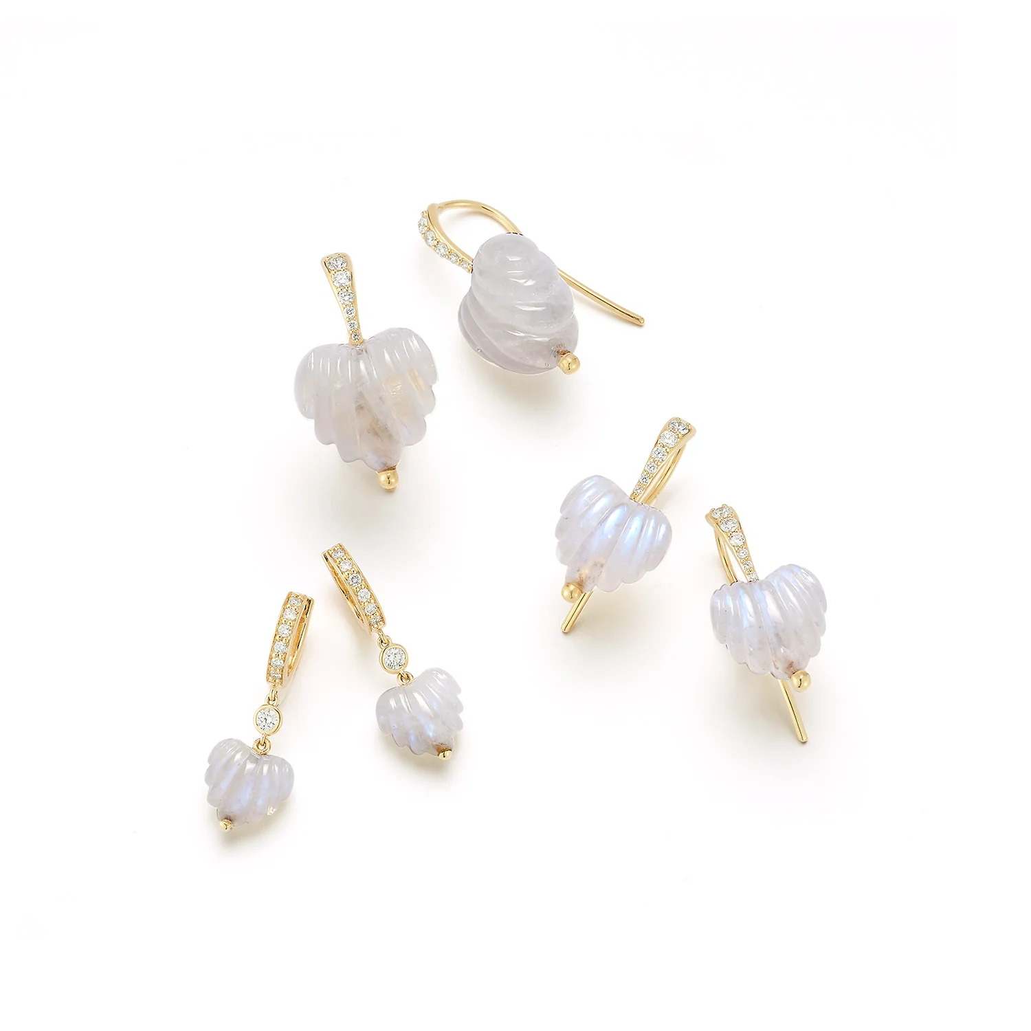 Huggie Hoops - Rainbow Moonstone - Image 5