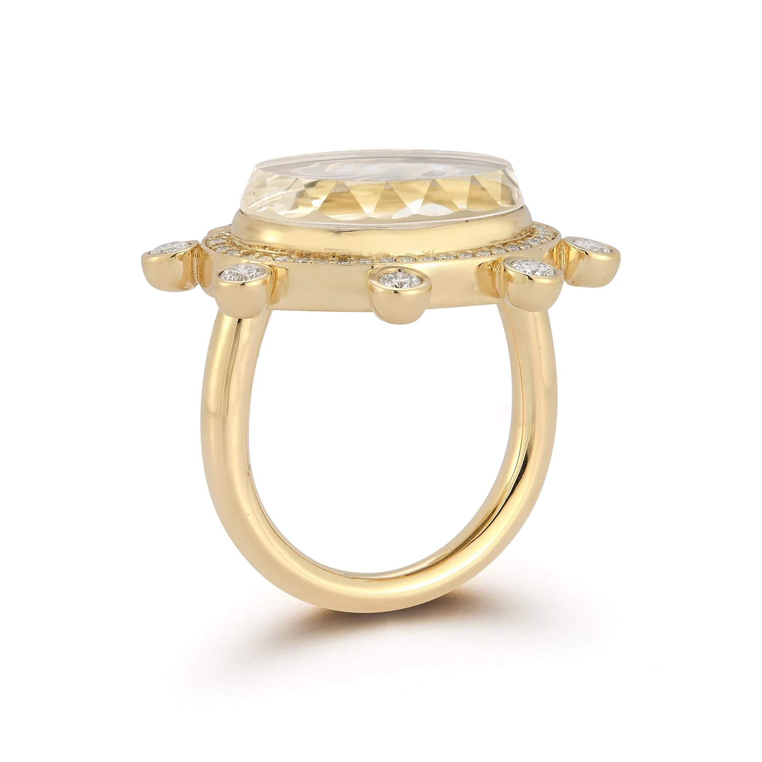 Large Octopus Caspian Ring- Grey Mother-of-Pearl, Diamond and Emerald - Image 5