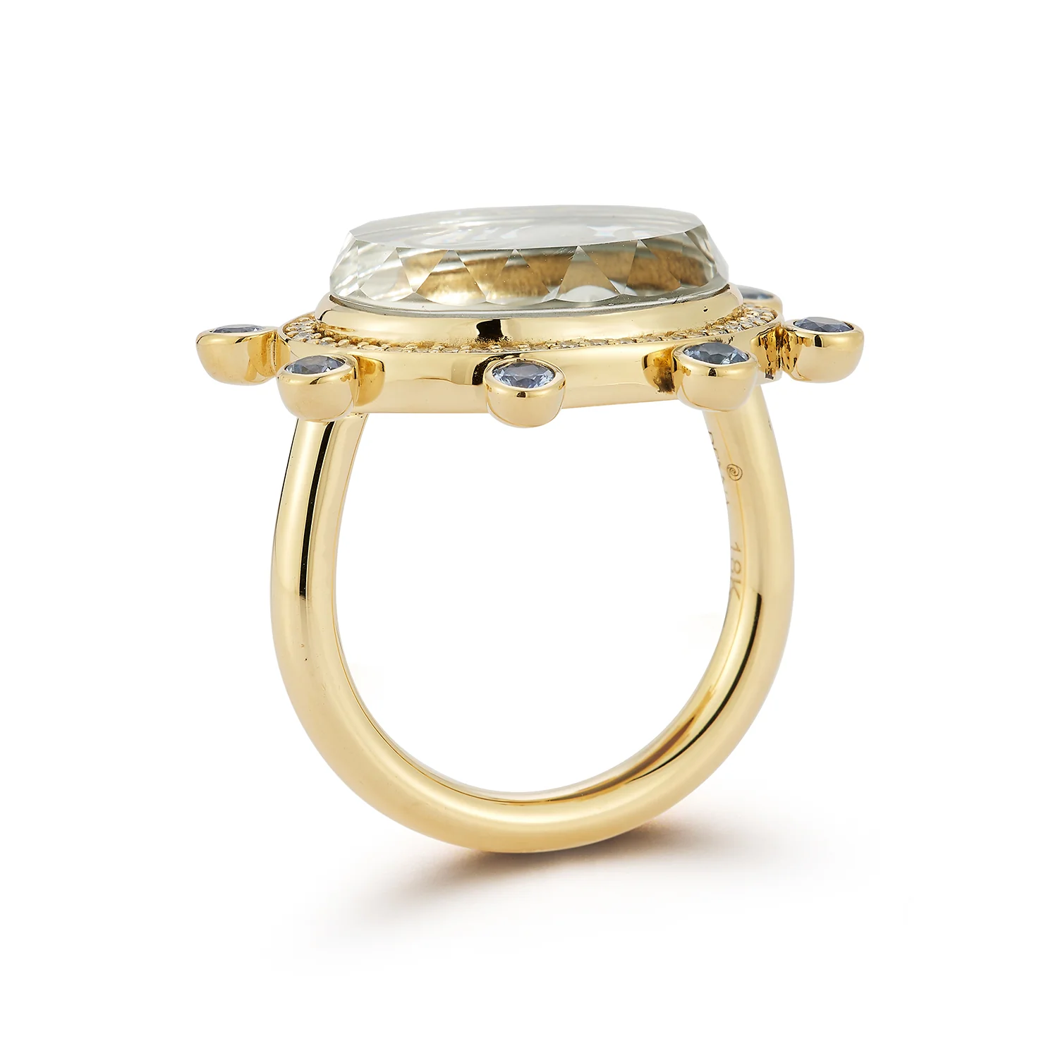 Large Octopus Caspian Ring- Grey Mother-of-Pearl, Diamond and Light Sapphire - Image 4