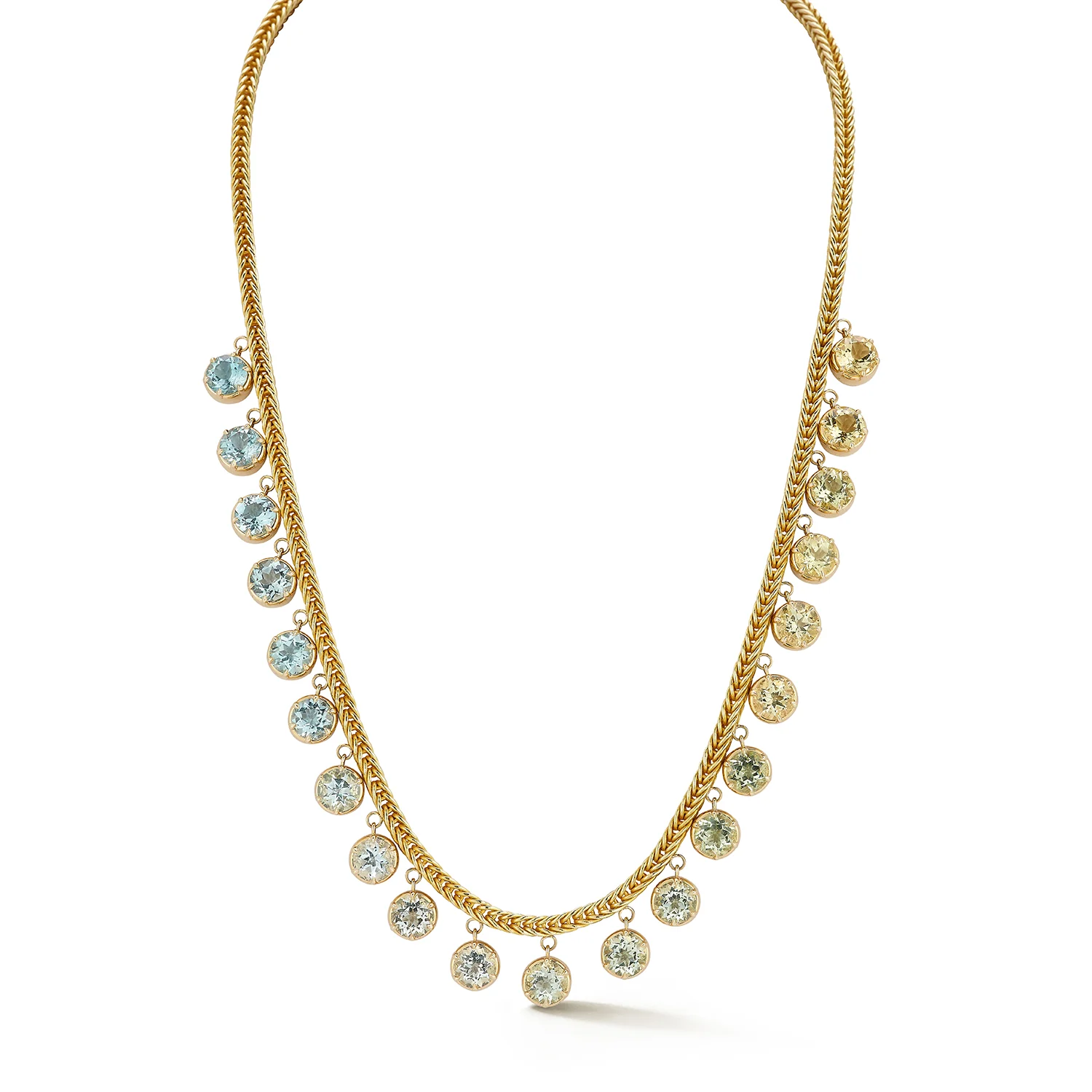 Ombré Fringe Necklace - Aquamarine and Golden Beryl - Image 7