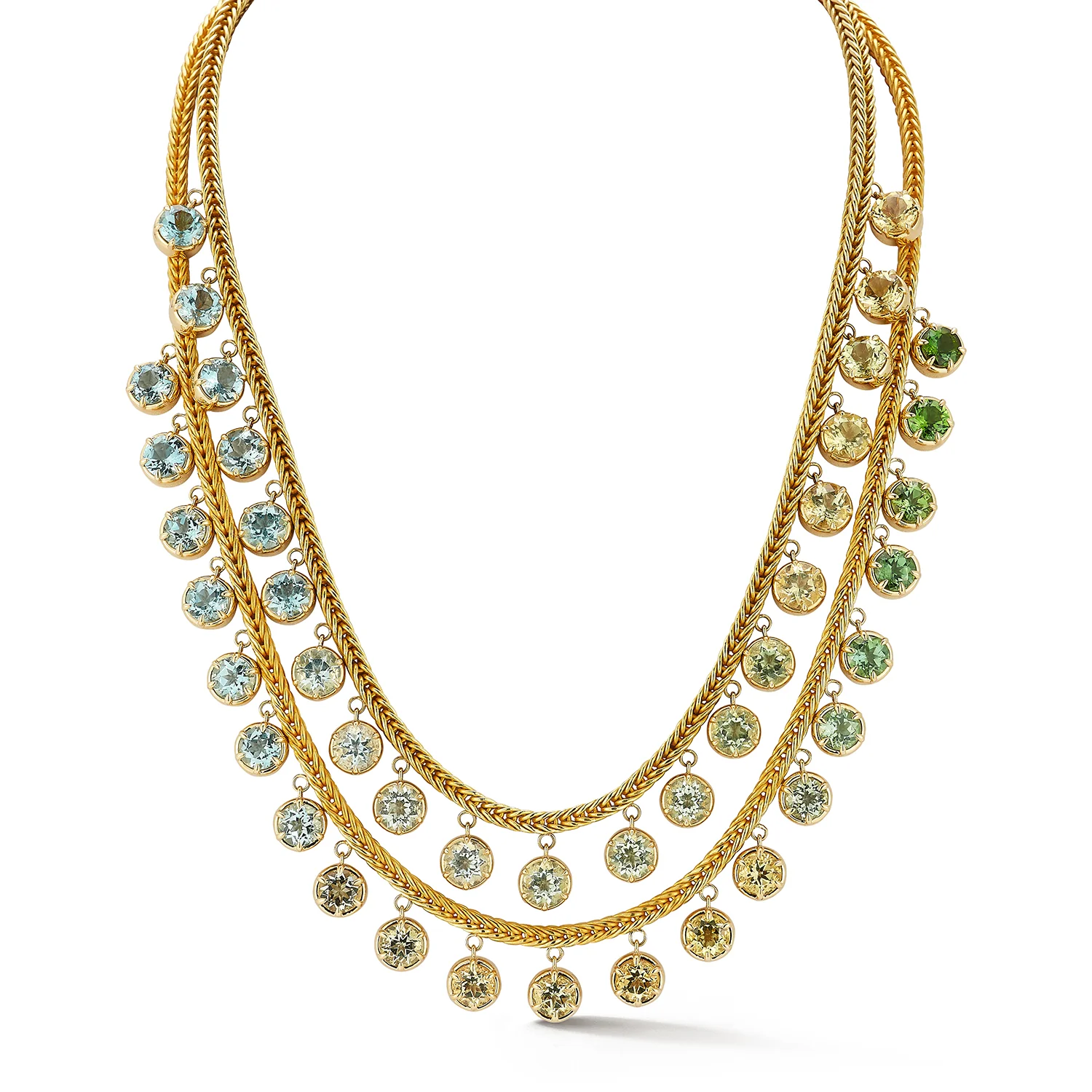 Ombré Fringe Necklace - Aquamarine and Golden Beryl - Image 8
