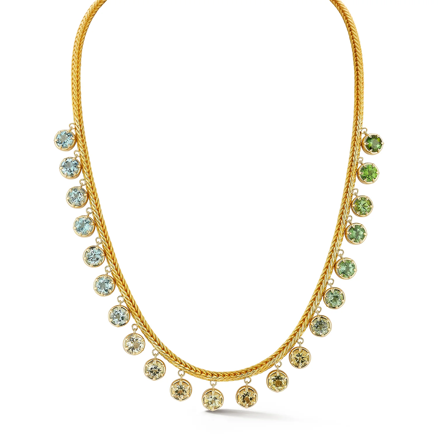 Ombré Fringe Necklace - Tourmaline, Aquamarine and Golden Beryl - Image 7