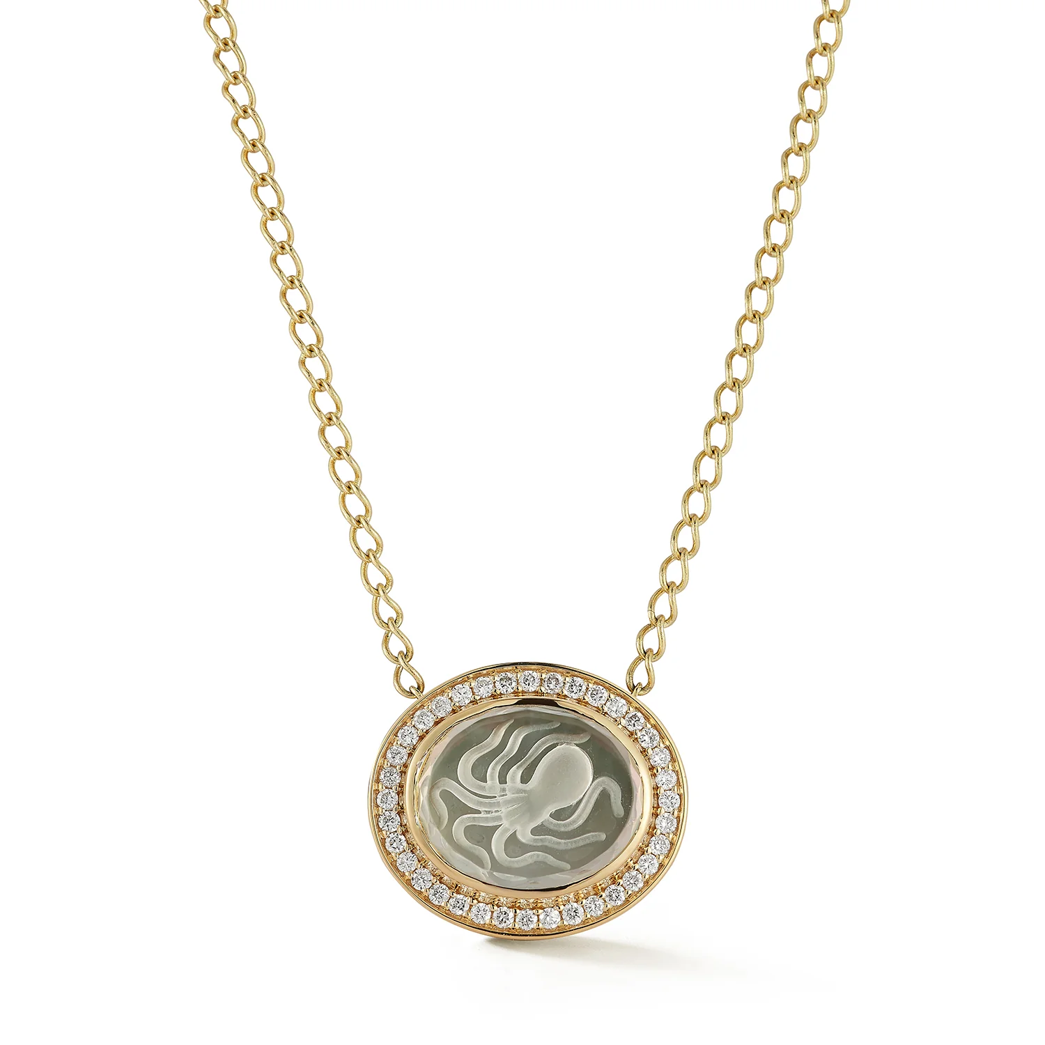 Pavé Octopus Caspian Necklace - Grey Mother-of-Pearl
