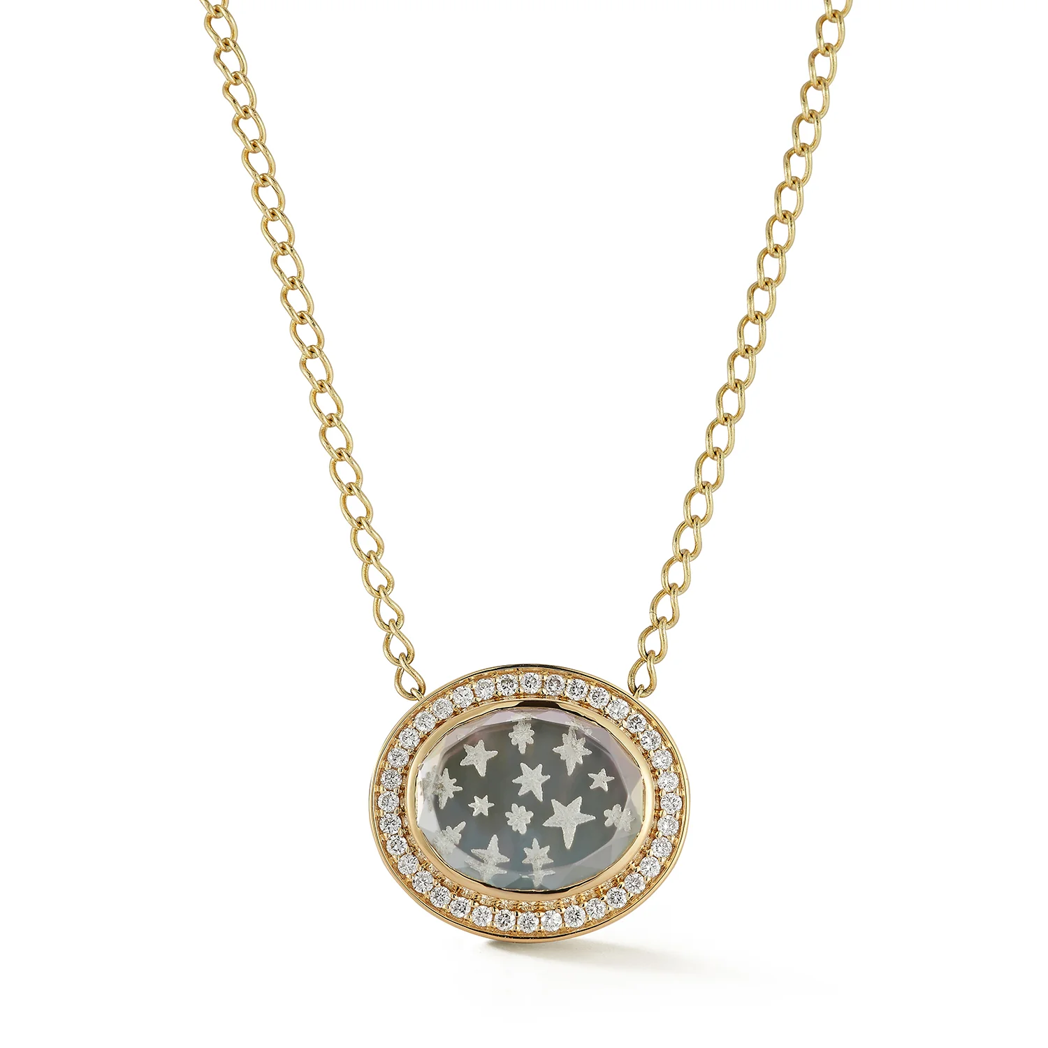 Pavé Star Caspian Necklace - Grey Mother-of-Pearl