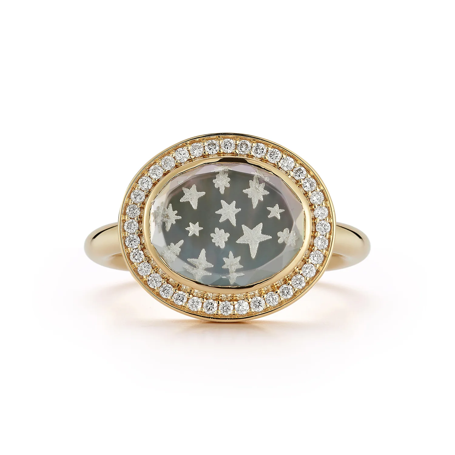 Pavé Star Caspian Ring - Grey Mother-of-Pearl and Diamond