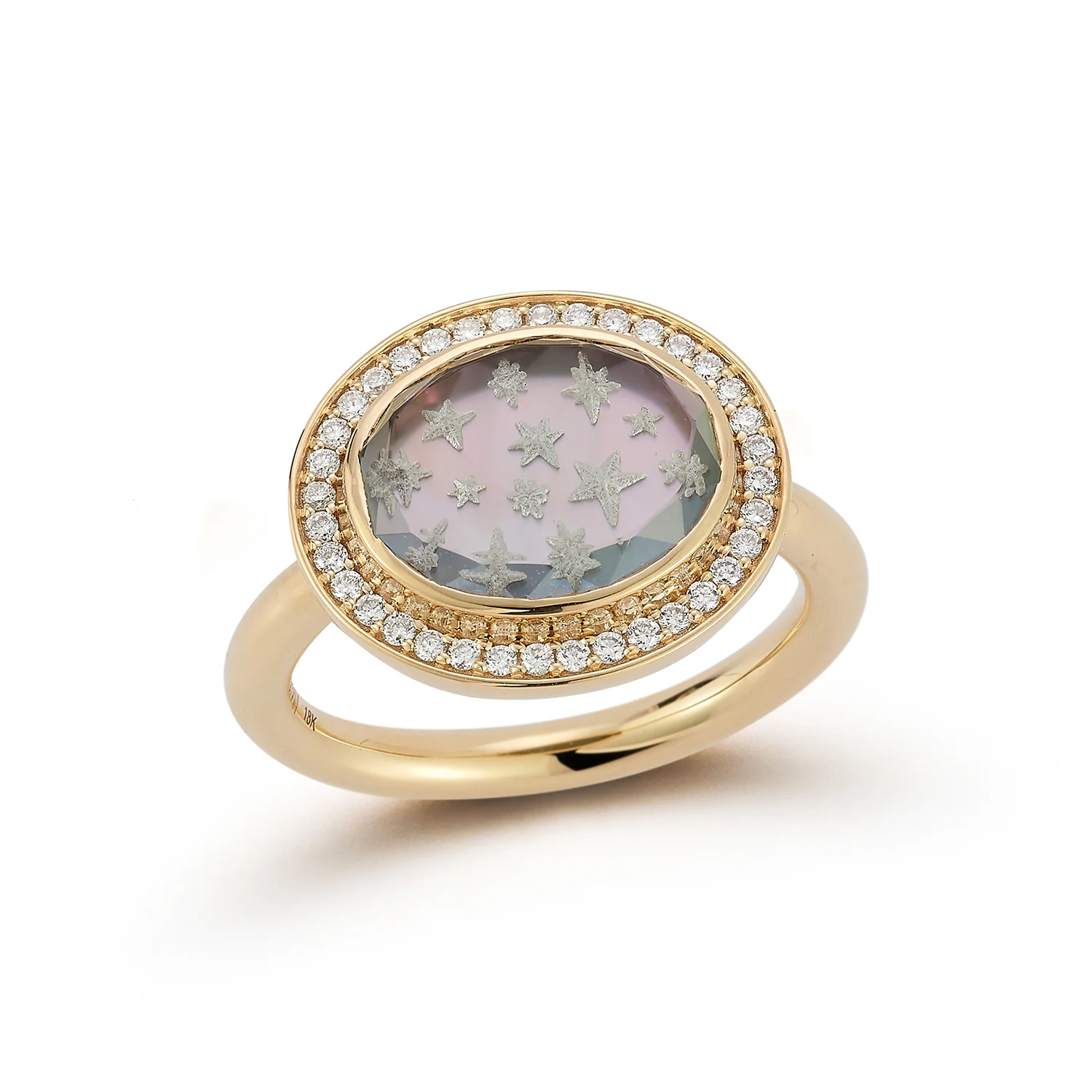 Pavé Star Caspian Ring - Grey Mother-of-Pearl and Diamond - Image 2