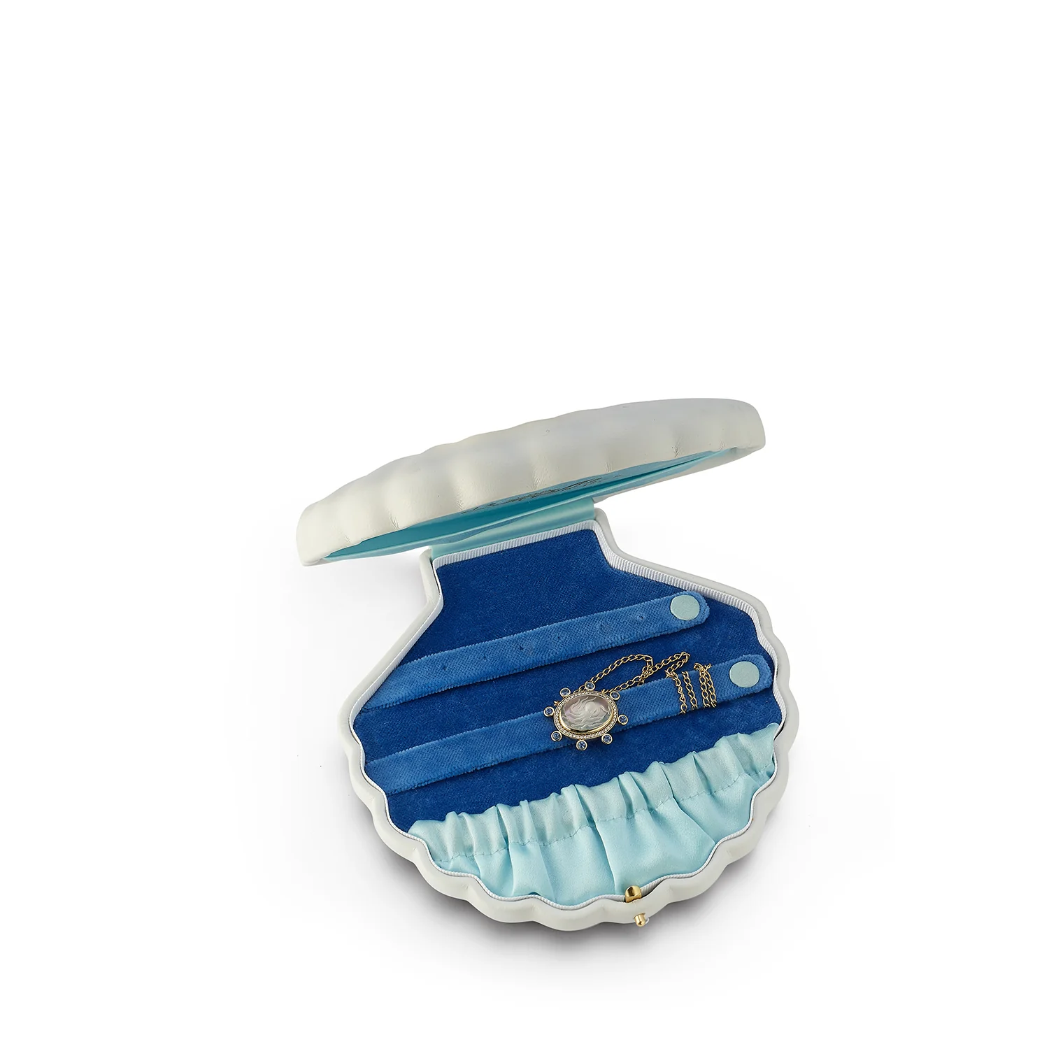 Large Shell Jewelry Storage Box - White/Blue - Image 4