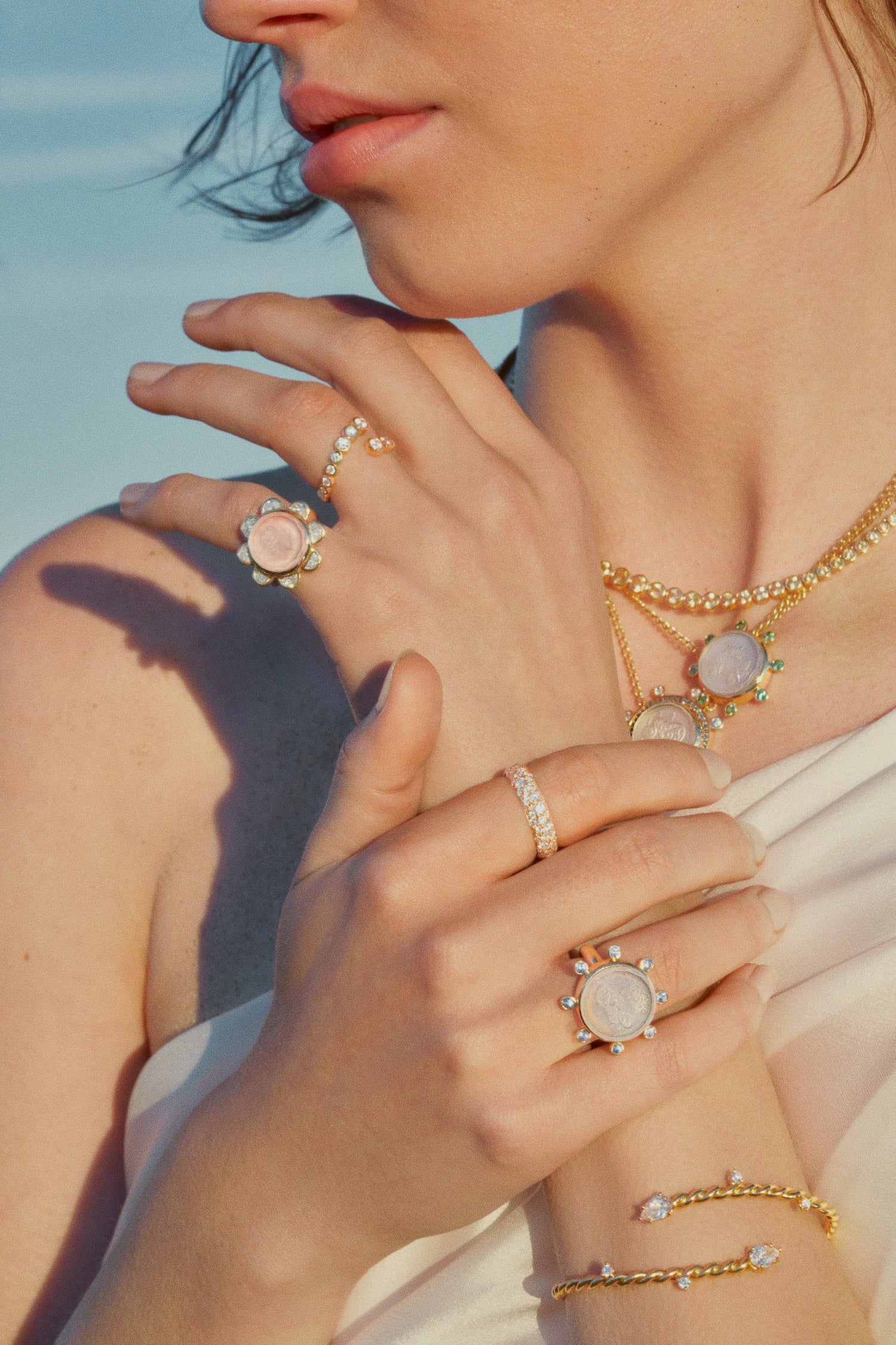 Rosebud Caspian Ring - Pink Opal and Diamond - Image 5