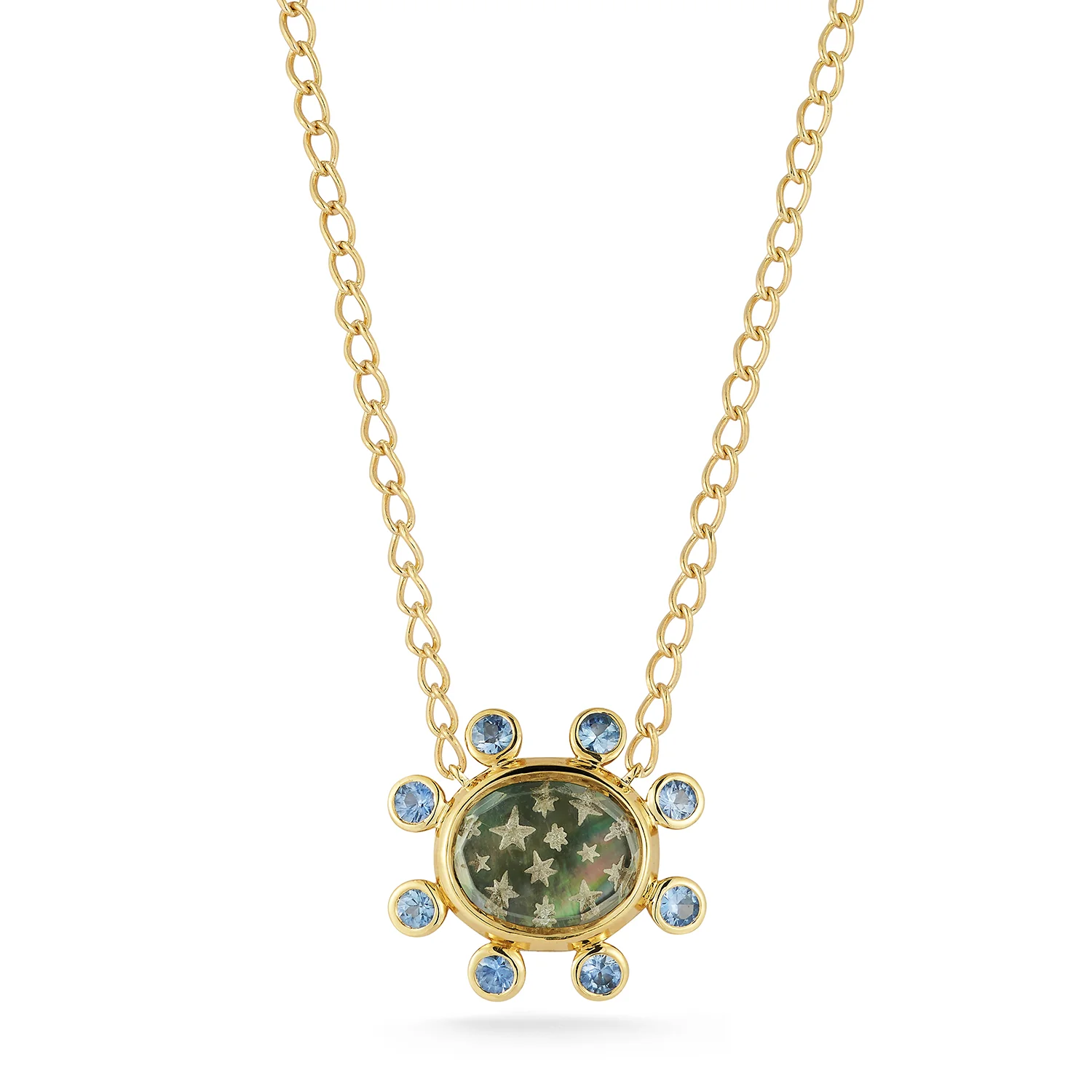 Small Star Caspian Necklace - Grey Mother-of-Pearl and Sapphire