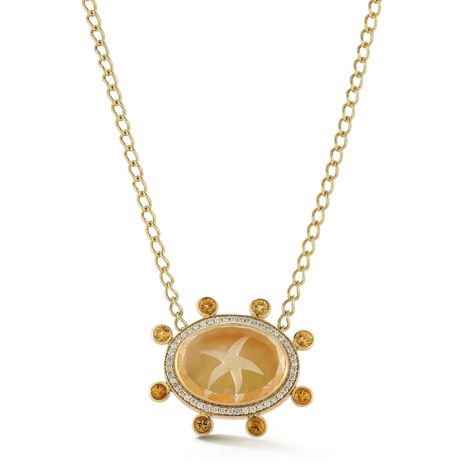 Starfish Caspian Necklace - Yellow Mother-of-Pearl, Yellow Sapphire and Diamond